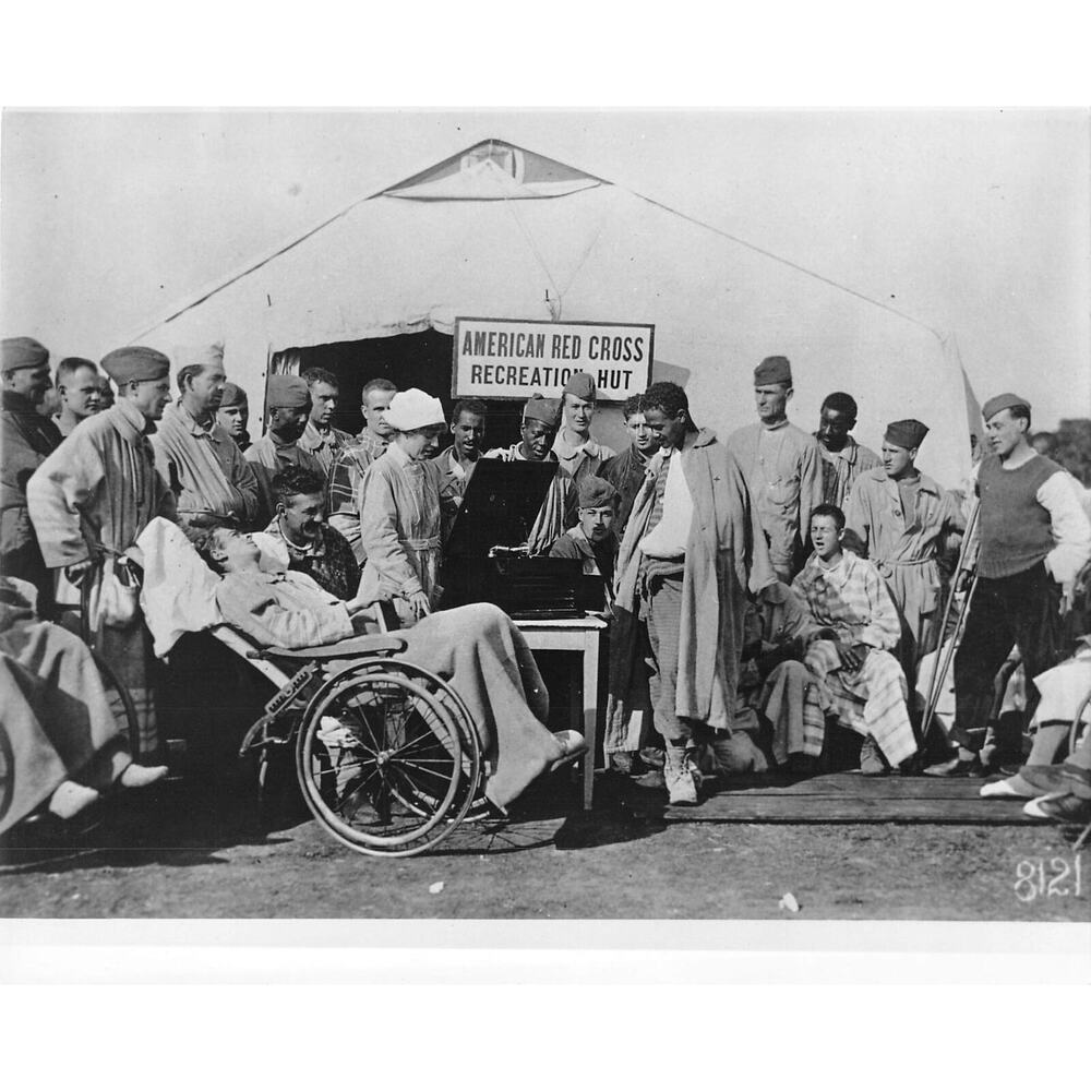 WWI? American Red Cross Photo 8x10‎ Recreation Hut Nurse Patients REPRINT